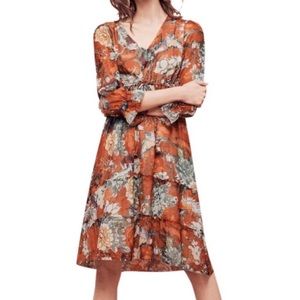 Hemant and Nandita Floral Tiered Ruffle Midi Dress Size 2